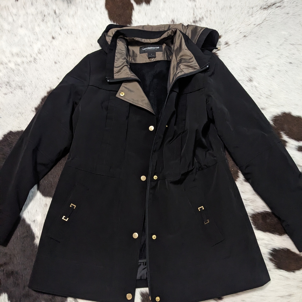 Women's Black Hooded Raincoat